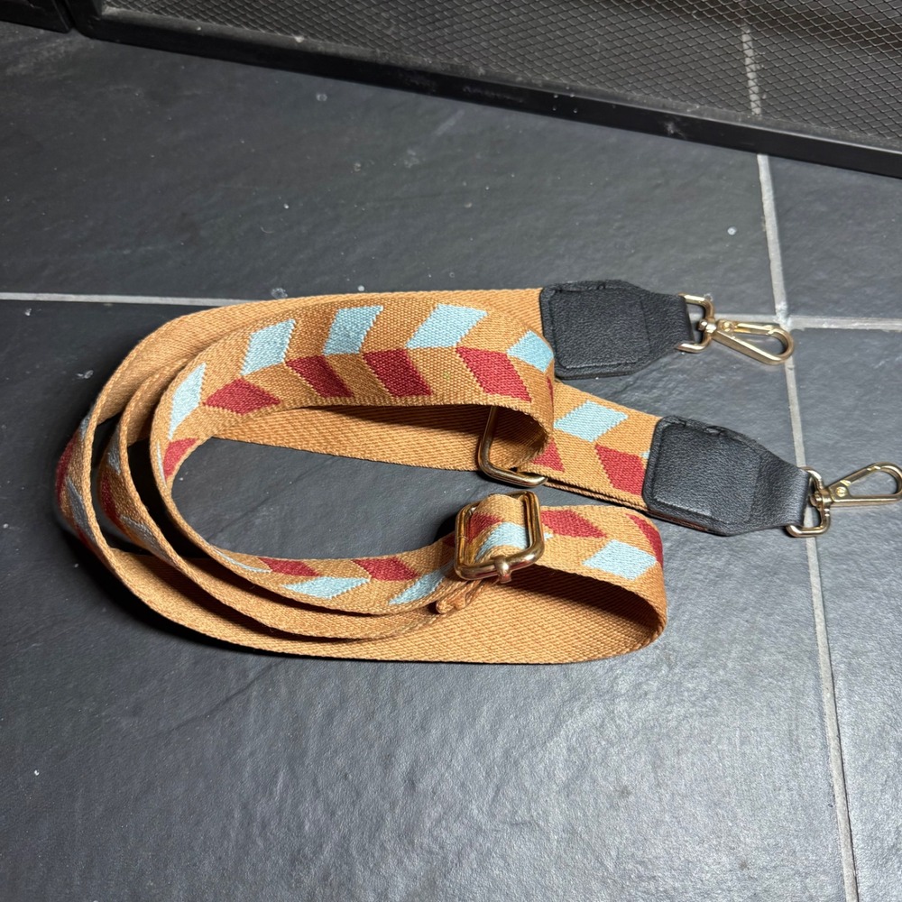 Woven Geometric Guitar Handbag Strap Adjustable‎ Crossbody Yellow Red Blue Gold